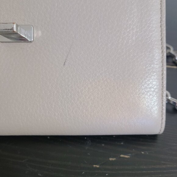 Tory Burch Flap Crossbody Gray Leather Chain Link Strap - Picture 6 of 11